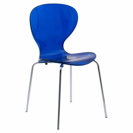 KD AMERICANA 32.25 x 17 x 16.25 in. Modern Oyster Transparent Side Chair Transparent Blue KD3039917